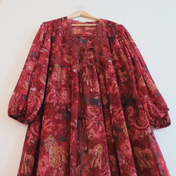INTIMATELY FREE PEOPLE Away With Me Floral Lounge House Robe Sheer Boho Sz M/L - Picture 11 of 16
